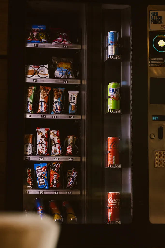 Snack- en drankautomaat in de hal